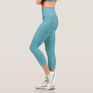 Moderne Türkis Aqua Abstrakte Muster Capri Leggings