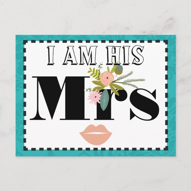 Moderne Türkis-Chartreuse Damask Hochzeit Postkarte (Vorderseite)