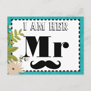 Moderne Türkis-Chartreuse Damask Hochzeit Postkarte