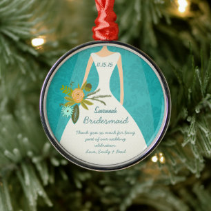 Moderne Türkis Chartreuse Damast Hochzeit Ornament Aus Metall