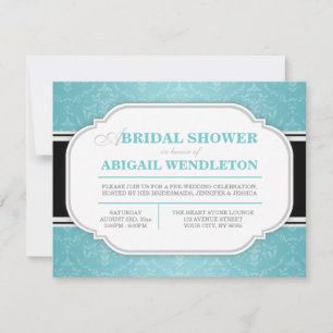 Moderne Türkis Damask Bridal Dusche Einladungen