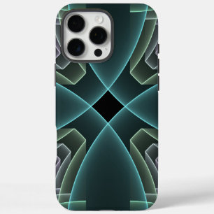 Moderne Türkis-Geometrie-Fraktal-Kunstgrafik iPhone 16 Pro Max Hülle