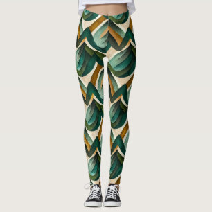 Moderne Türkis-Gold- abstrakte geometrische Muster Leggings