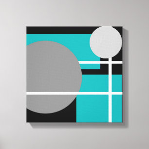 Moderne Türkis Grau Schwarz Weiß - Wrapped Canvas Leinwanddruck