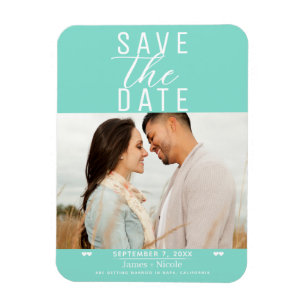 Moderne Türkis Hochzeit Save-the-Date-Foto Magnet