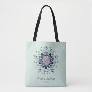 Moderne Türkis-Rosa Blumen-Mandala-Doodle