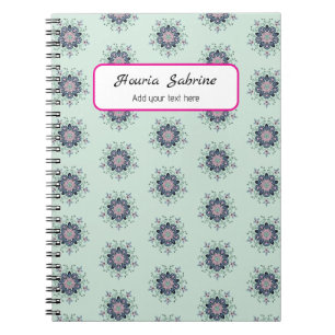 Moderne Türkis-Rosa-Floral-Mandala-Doodle Notizblock