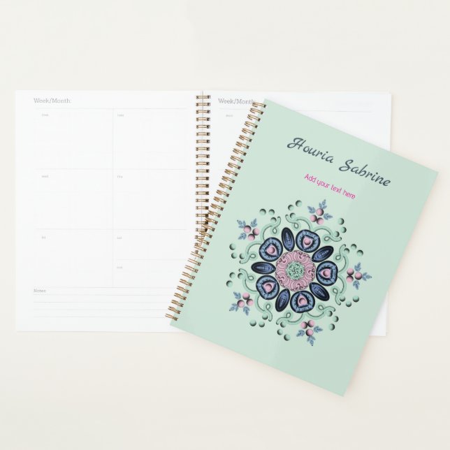 Moderne Türkis-Rosa-Floral-Mandala-Doodle Planer (Anzeige)