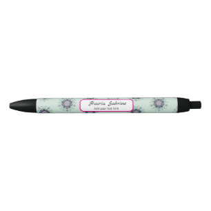 Moderne Türkis Rosa Florale Mandala Kritzeleien Kugelschreiber