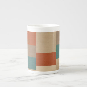 Moderne Türkis- und Beige-Geometrieblöcke Prozellantasse