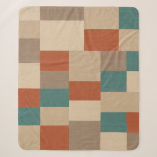 Moderne Türkis- und Beige-Geometrieblöcke Sherpadecke