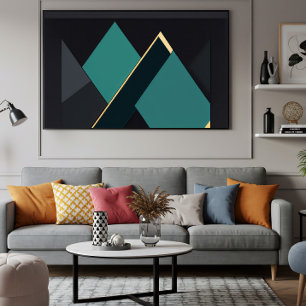 Moderne Türkis- und Gold-Geometrische Abstraktion Poster