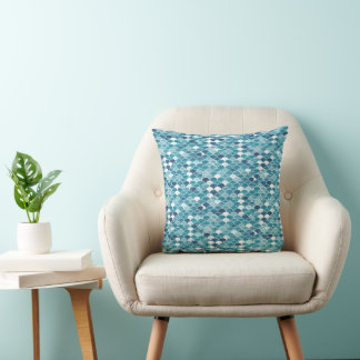 Moderne Türkis- und Königlichblaue Wildblumen-Blüt Kissen