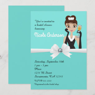 Moderne Türkis-Wein-Engagement-Brautdusche Einladung