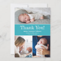 Moderne Türkisblaue 3-Foto-Baby-Shower-Geburt
