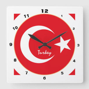 Moderne türkische Flagge, patriotische türkische Z Quadratische Wanduhr