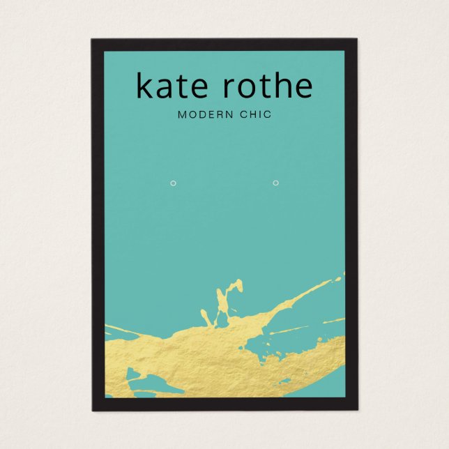 Moderne türkise Gold Spatter Earring Display Card (Vorderseite)
