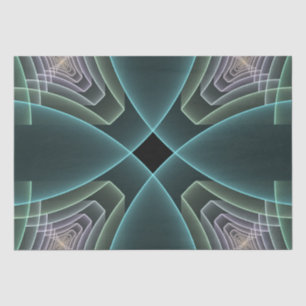 Moderne Türkisfarbene Geometrische Fractal-Kunst G Seidenpapier