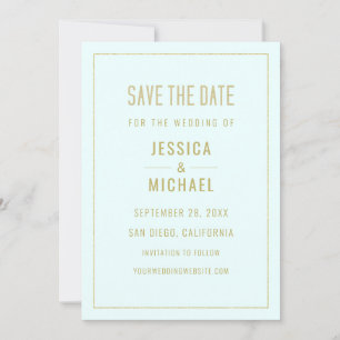 Moderne türkisfarbene Minze Elegant Einfach Minima Save The Date