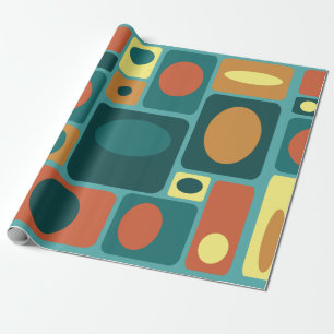 Moderne türkisfarbene Rechtecke aus dem Mittelalte Geschenkpapier