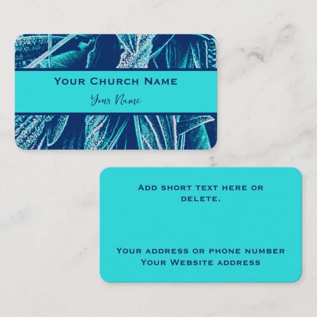 Moderne türkisfarbene und blaue Naturkirche Telefonnummerkarte (Vorne/Hinten)