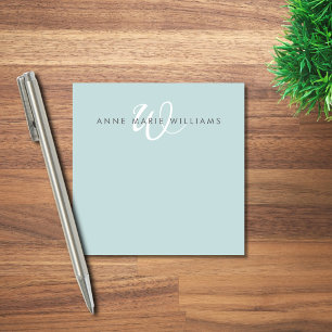 Moderne Türkisgrün Weiße Schrift Monogramm Post-it Klebezettel