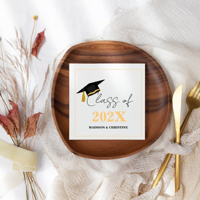 Moderne Twin Graduation Party für Lässiges Skript Serviette (Von Creator hochgeladen)