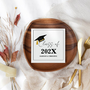 Moderne Twin Graduation Party für Lässiges Skript Serviette
