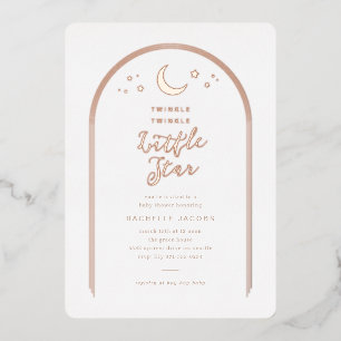 Moderne Twinkle Little Star Baby Dusche Rose Gold Folieneinladung