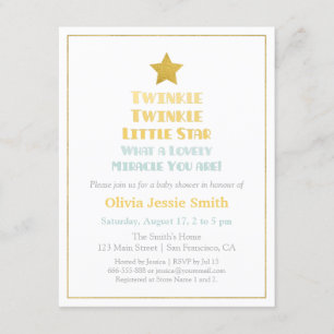Moderne Twinkle Twinkle Little Star Baby Shower Einladung