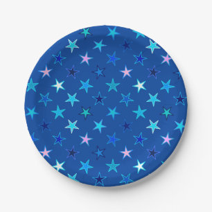 Moderne Twinkler Stars, Cobalt Blue und Türkis Pappteller