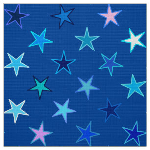 Moderne Twinkler Stars, Cobalt Blue und Türkis Stoff