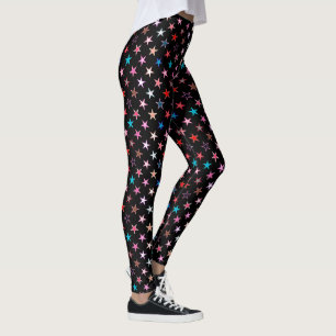 Moderne Twinkler Stars, Juwelenfarben auf schwarz Leggings