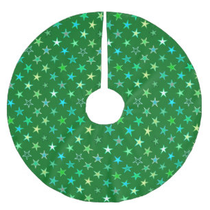 Moderne Twinkler Stars, Smaragd und Limettengrün Polyester Weihnachtsbaumdecke
