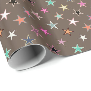 Moderne Twinkler Stars, Taupe Tan und mehrere Past Geschenkpapier