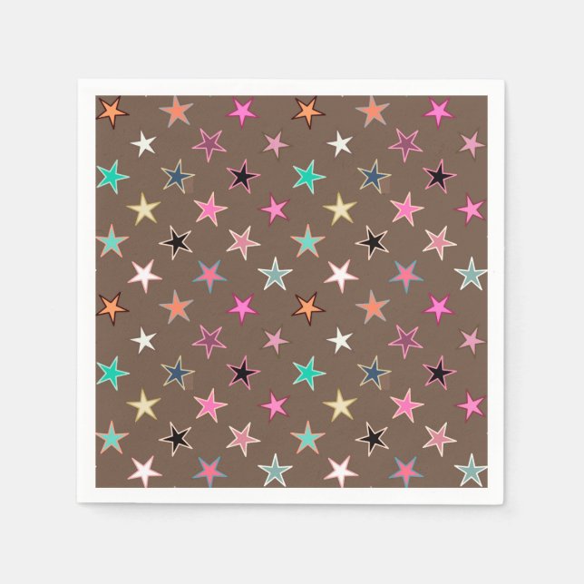 Moderne Twinkler Stars, Taupe Tan und mehrere Past Serviette (Vorderseite)