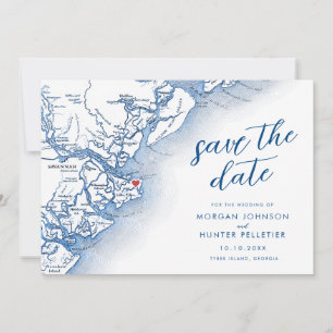 Moderne Tybee Island Georgia Karte Hochzeit