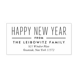 Moderne Type New Year Rücksendeadresse Briefmarke Gummistempel