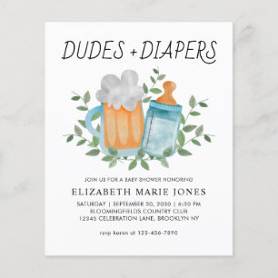 Moderne Typen und Windeln Bierflasche Baby Shower