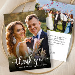 Moderne Typografie 2 Foto Hochzeit Dankeschön Kart Dankeskarte<br><div class="desc">Moderne elegante Typografie Hochzeit 2 Foto Dankeschön Karte. Stilvolle Minimalistische Hochzeit danke Ihnen Vorlage mit einem vollen vertikalen Foto auf der Vorderseite mit dem Text "Danke" in einer handgeschriebenen Kalligrafie Swash Schwanz Script Schriftart Overlay in Weiß auf dem Bild. Auf der Rückseite ein Foto und danke Ihnen Meldungsvorlage. Einfach zu...</div>
