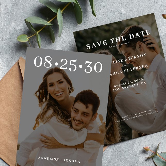 Moderne Typografie 2 Foto Hochzeit Save The Date (Von Creator hochgeladen)
