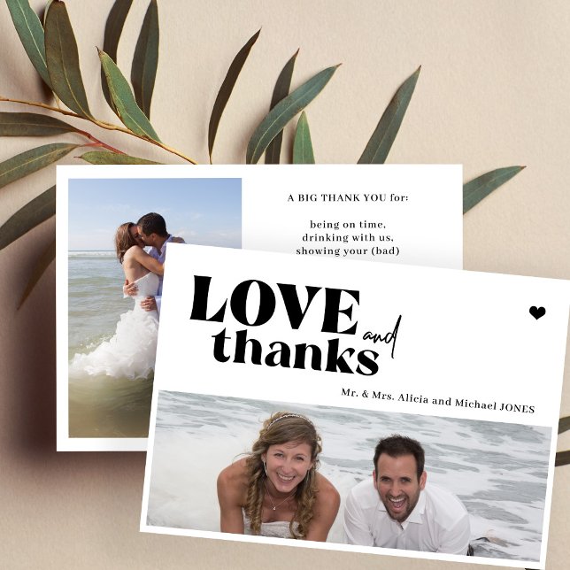 Moderne Typografie 2 Fotos Hochzeit danke Einladung (Von Creator hochgeladen)
