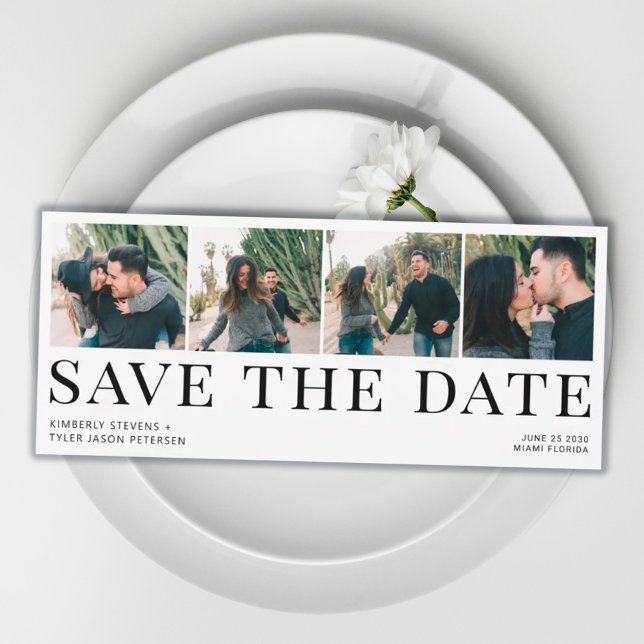 Moderne Typografie 4 Fotos Hochzeit Save The Date (Von Creator hochgeladen)