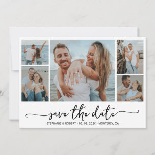 Moderne Typografie 5 Foto Collage Wedding Save The Date