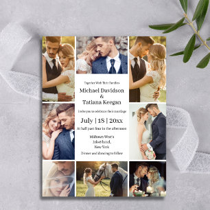 Moderne Typografie 8 Fotos Collage Hochzeitsszic Einladung