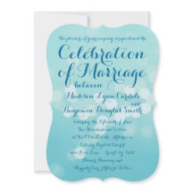 Moderne Typografie Aqua Blue Wedding Einladungen