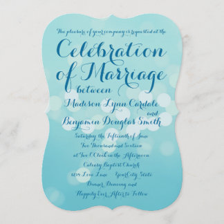Moderne Typografie Aqua Blue Wedding Einladungen