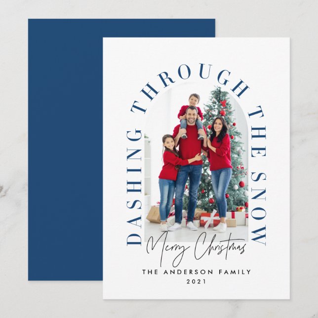 Moderne Typografie arch 1 Foto Blau Weihnachten (Vorne/Hinten)