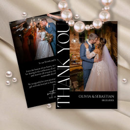 Moderne Typografie auf dem Black Wedding Foto Dankeskarte