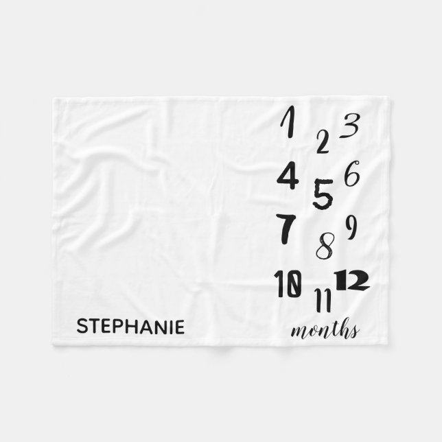 Moderne Typografie Baby Milestone Blanket Fleecedecke (Vorderseite (Horizontal))